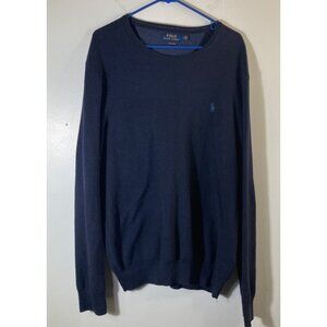 Mens Polo Ralph Lauren Textured Pima Cotton Crewneck Sweater‎ L Navy Blue